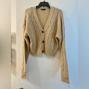 NWOT Love Tree Sweater Cardigan Beige Size Large